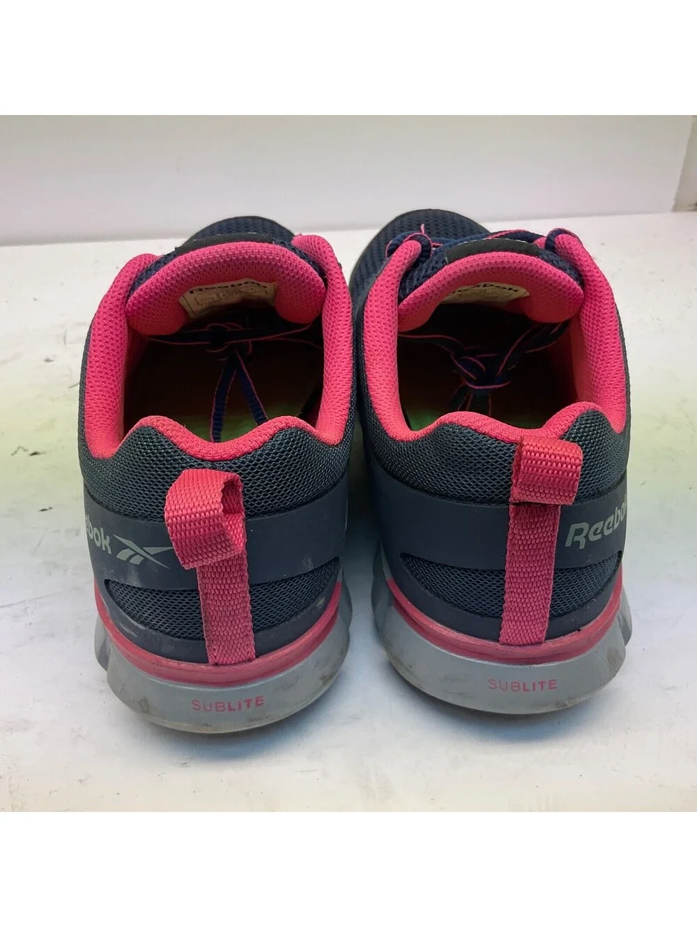 Reebok Women's Sublite Alloy Toe Athletic Work Shoe IB046 Navy/Pink 8.5W